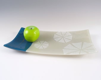 Arrow Fused Glass Serving Platter, Geometric, Chevron, Pretty
