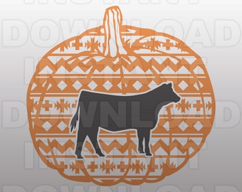Show Heifer Aztec Pumpkin SVG File - 4H SVG File - Stock Show SVG File -Vector Art for Commercial & Personal Use -Cricut,Silhouette,Vinyl