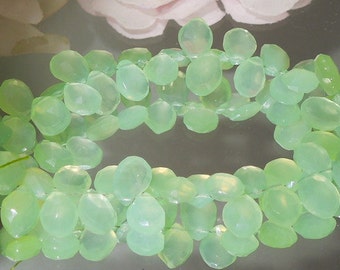 Seafoam Peridot Green Chalcedony - 4 Facet Pear Briolette 7x9mm- Bastet's Beads-