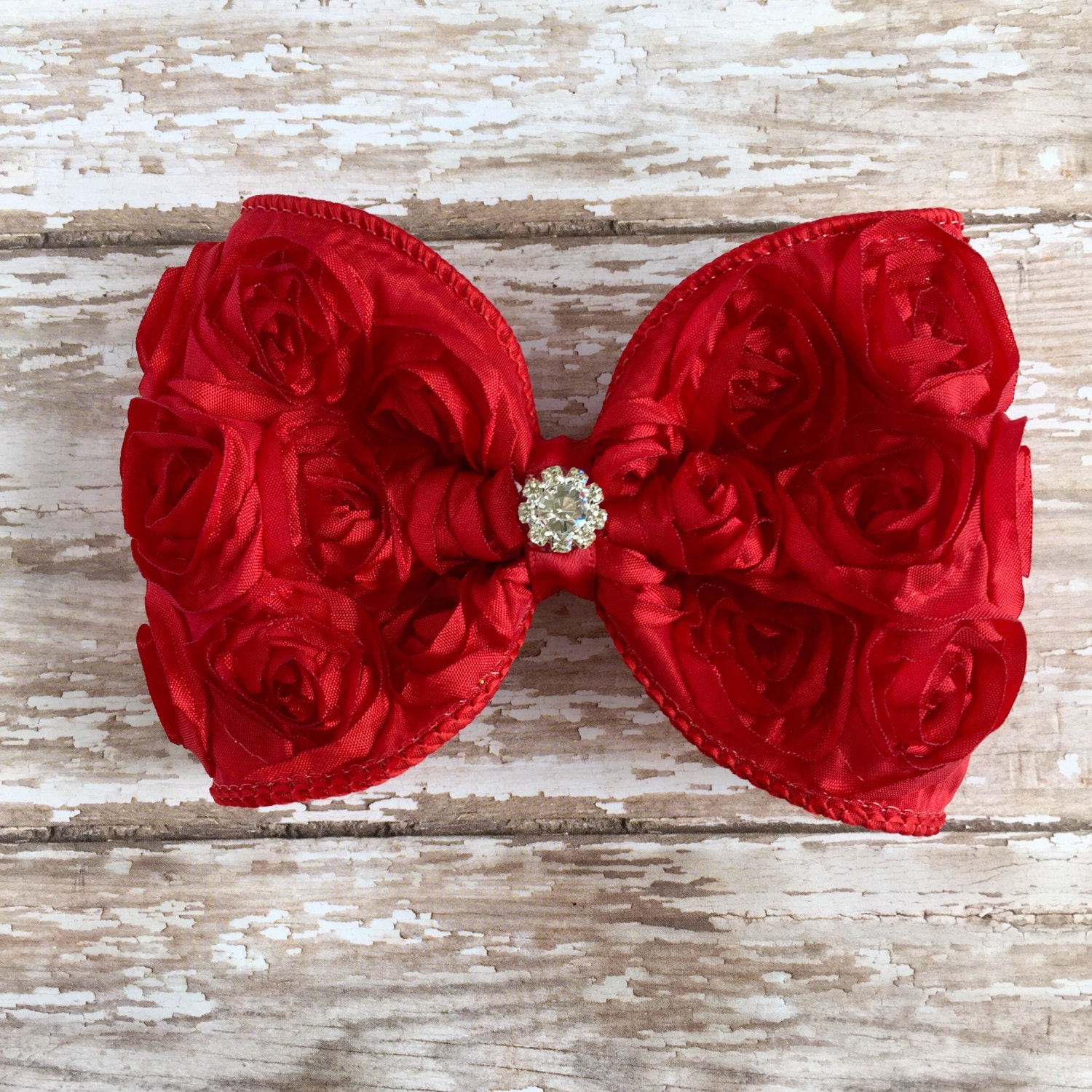 Red Bow Red Rosette Bow Hair Clip Satin Ribbon Hair Bow