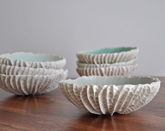 Large Scallop Ceramic Bowl - Coice of Color Handmade White Ceramic Bowl Wedding Gift Engagement Gift