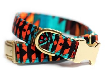 Personalized Brass Dog Collar, Personalized Dog Collar optional, Tribal Dog Collar - Ring of Fire