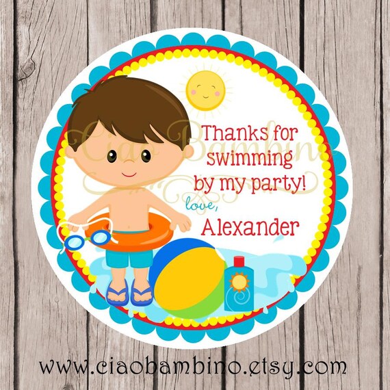 PRINTABLE Pool Party Favor Tags for Boys / Scuba Diving