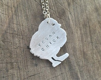 Vegan Chick necklace-Chicken Necklace-Vegan Gift-Birthday-Herbivore-Chick necklace-Chickens-Farm Animal Jewelry-Eco Friendly-Vegan Jewelry