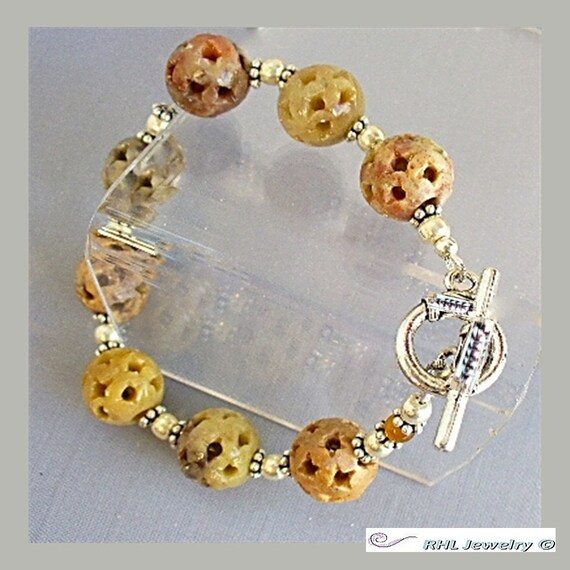 Fall Bracelet Soapstone Bracelet Carved Soapstone Jewelry
