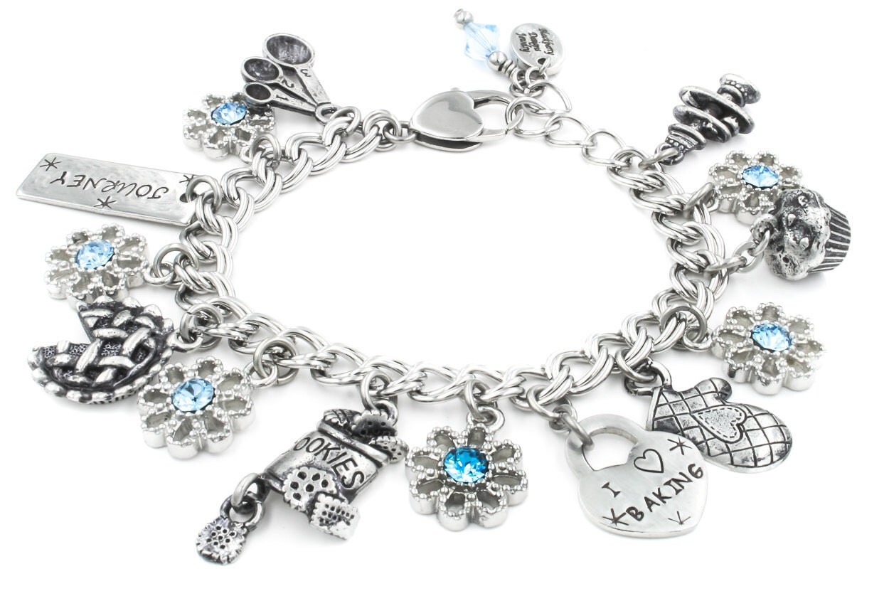 Personalized Girls Charm Bracelet Choice of Crystals charms