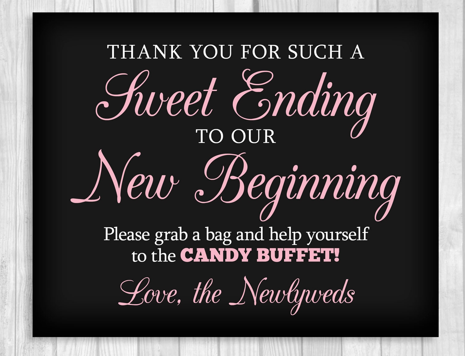 Printable Sweet Ending to Our New Beginning 8x10 Black and