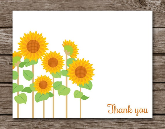 PRINTABLE Sunflower Note Card Set Sunflower Cards Flower