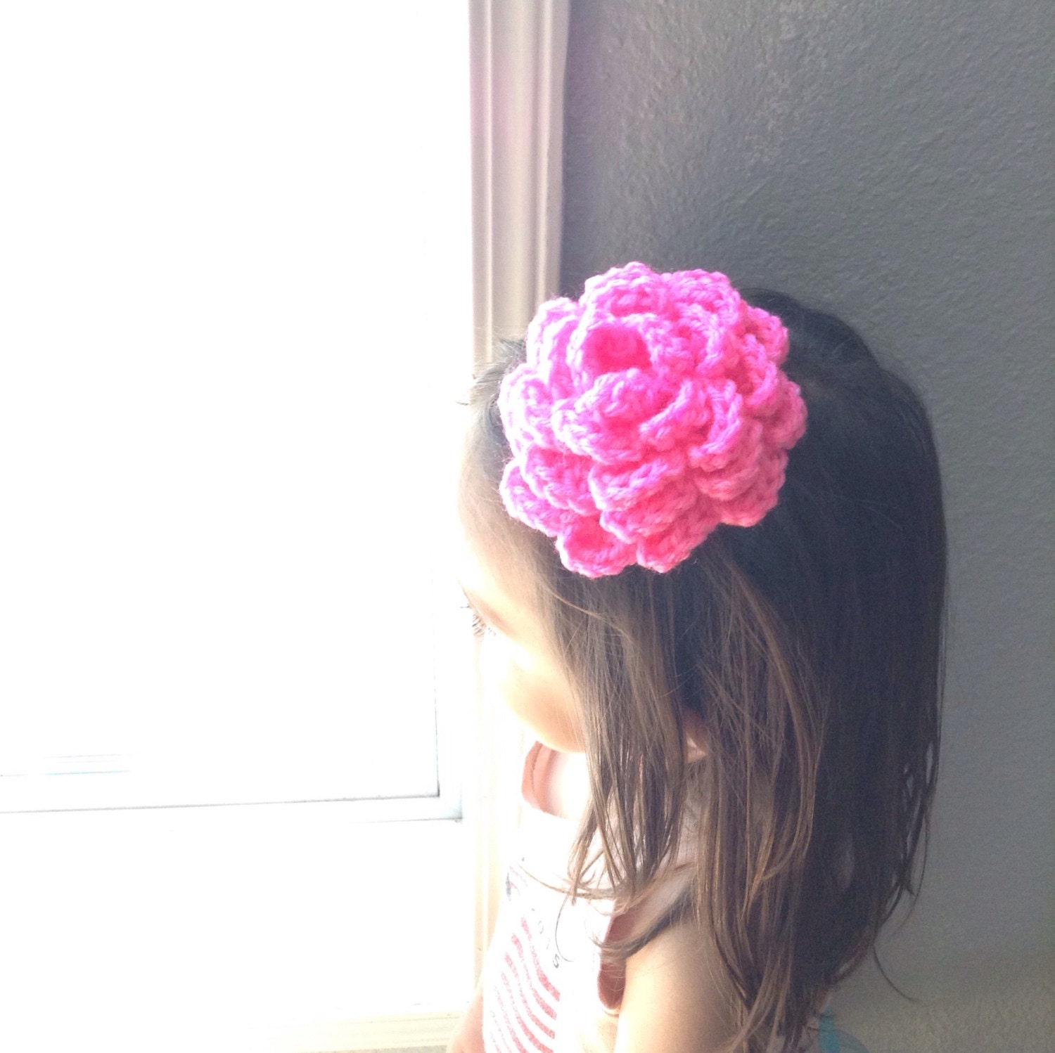 Pink Flower hair  clip little girl hair accessories  by 