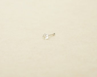 2 mm - Tiny Clear Crystal Rhinestone 925 Sterling Silver Nose Studs Hypoallergenic Nose Stud Cartilage Stud