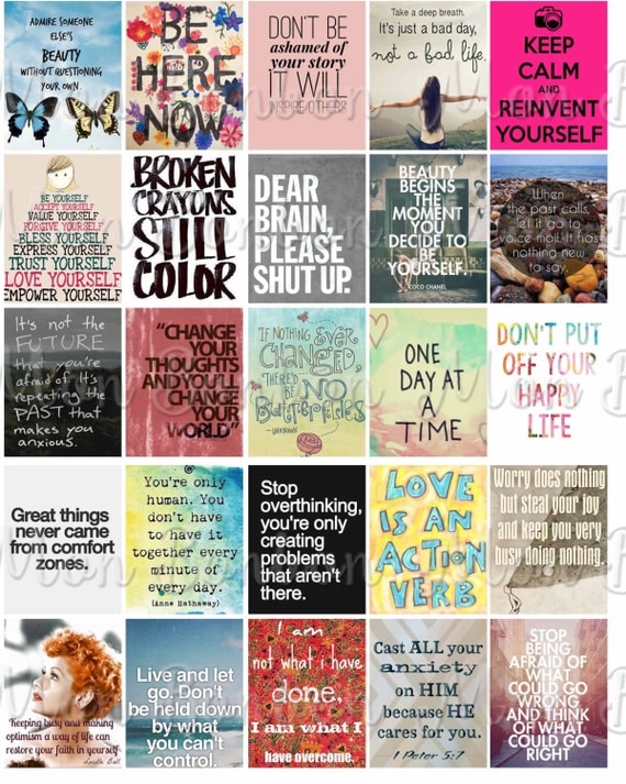 Anxiety Motivational Quotes Sticker Sheet Printable