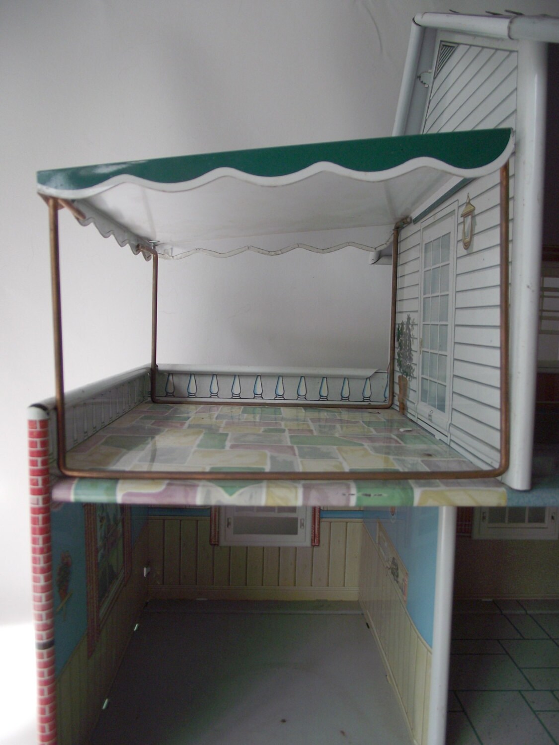 MARX Doll House Metal Two Story Colonial Brick Country Home