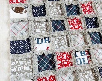 Sport Baby Bedding - Baseball Quilt - Football Quilt - Soccer Quilt - Sport Quilt - Red White Blue Bedding - Sport Blanket - Sport Baby Gift