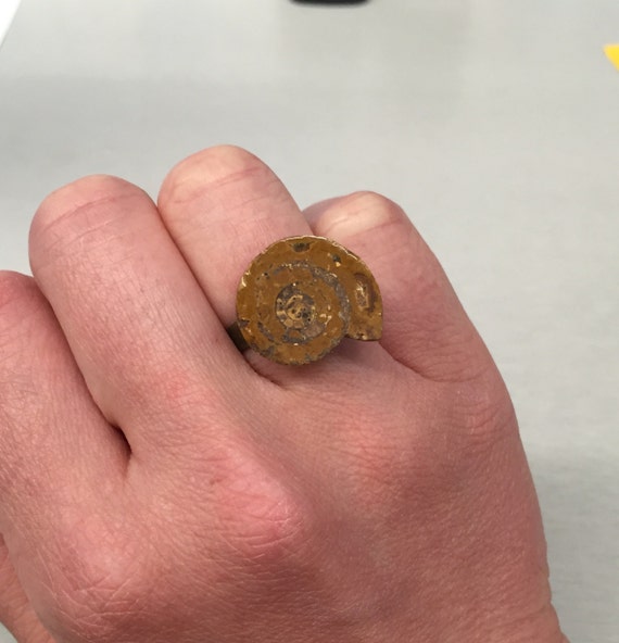 Ammonite Fossil Ring Adjustable Band Fossil Jewelry