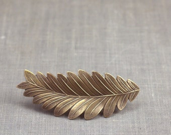 Leaf hair clip barrette bridal grecian goddess brass neoclassical bride bronze wedding hair accessory vintage style bridesmaid