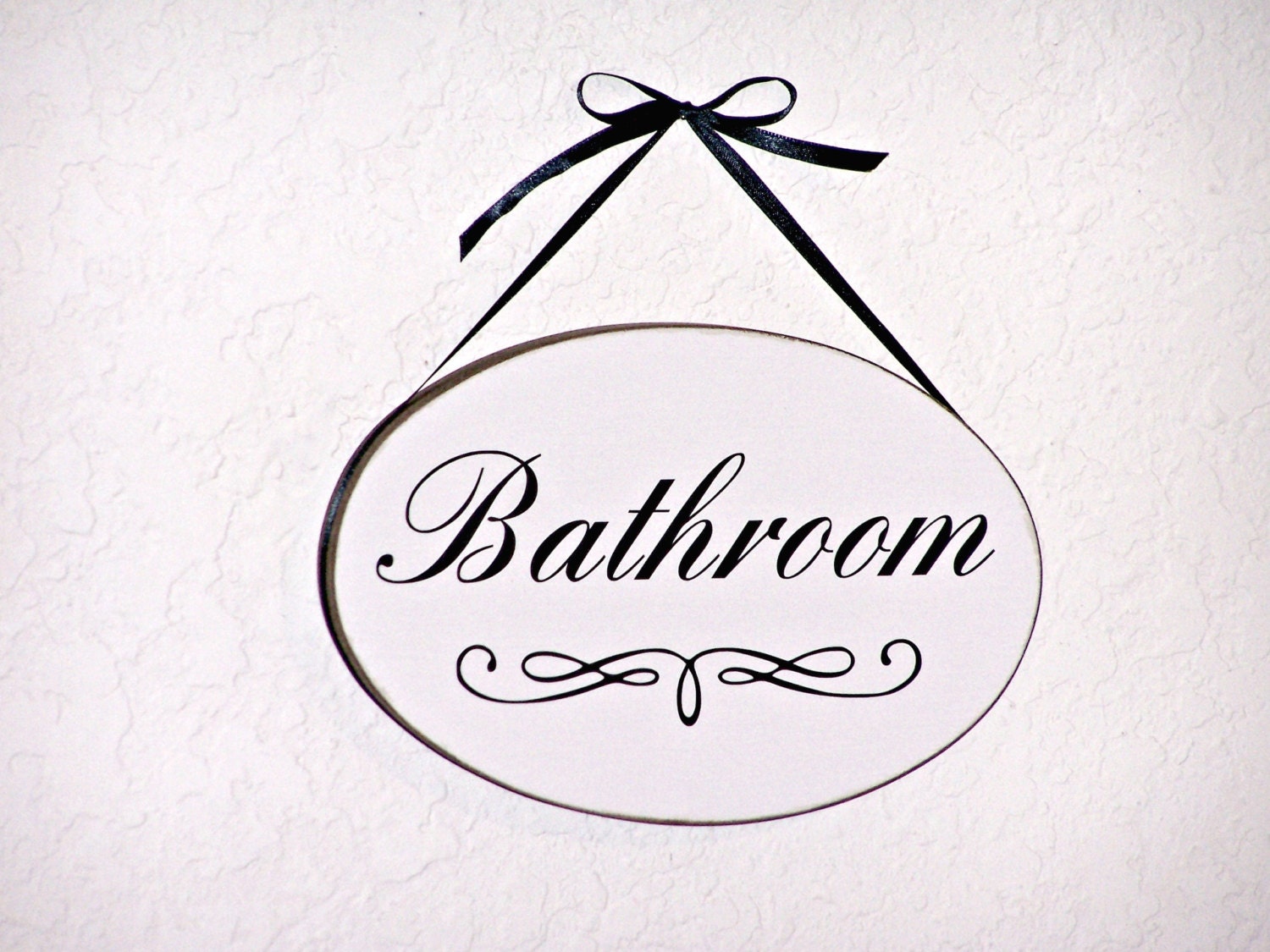 Bathroom Hanging Sign Home Decor Wooden Oval Wall by Sawdusted