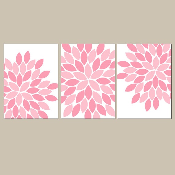 Pink Baby Girl  Nursery  Wall  Art  Pink Flowers  Girl  Bedroom