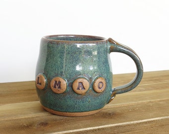 Ceramic Coffee Cup in Sea Mist Glaze - LMAO