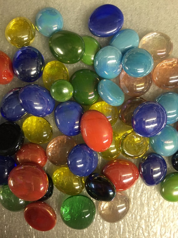 Clearance 50 Glass Gems in Seven Electric and Iridescent