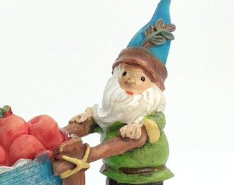 Forest Gnome Elf - Wheelbarrow - 2" miniature gnome fairy garden gnome home diorama gnome figurine - 207-6086