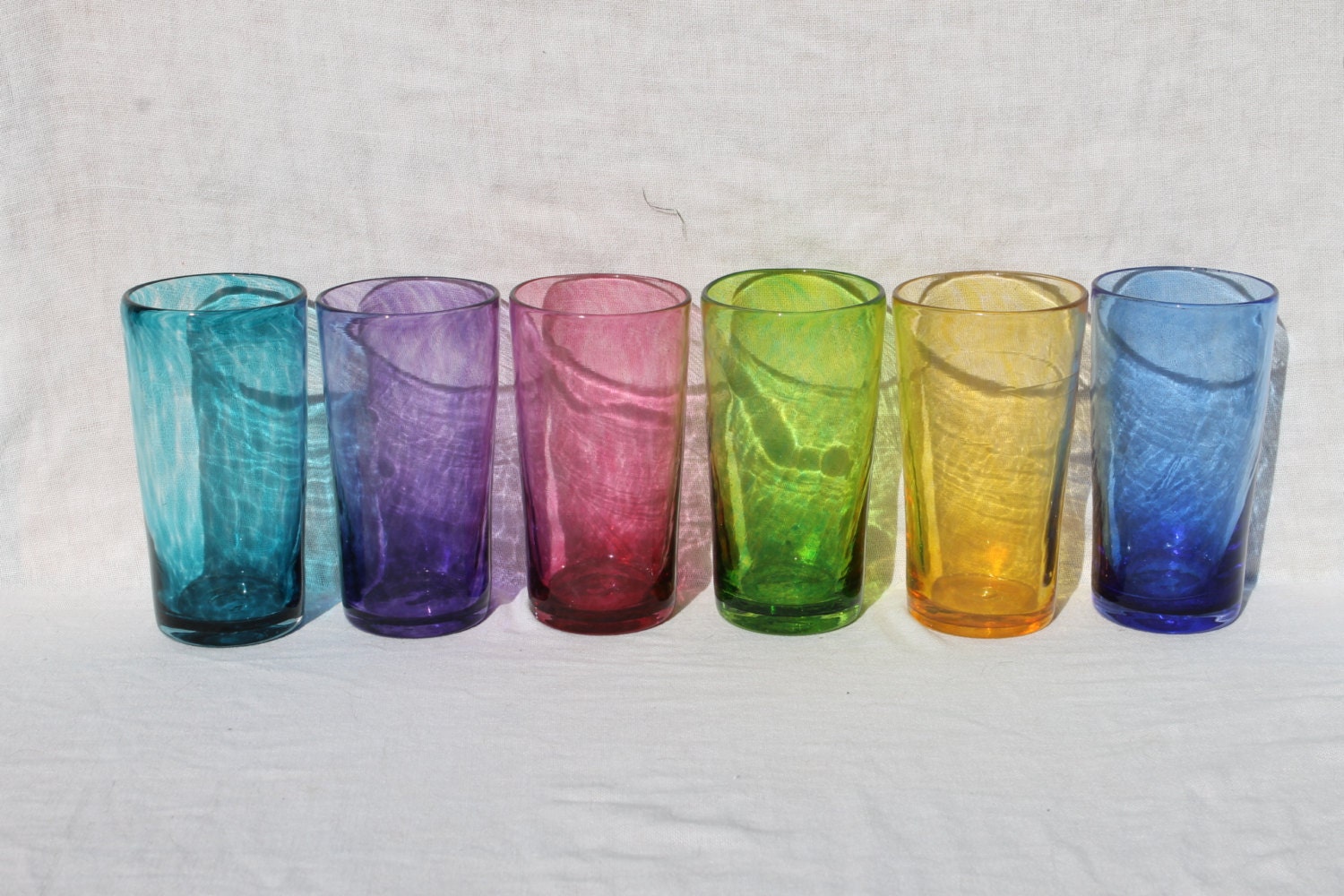 Set Of Six Hand Blown Glass Tumblers Or By Alisglassdesigns 8439