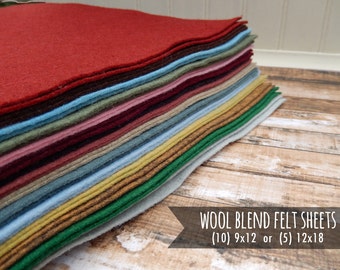 Wool Felt Sheets - Merino Wool You Choose Size - 10 - 9x12 or 5 - 12x18 Wool Felt Fabric - New Colors for 2017 Light Mint Felt