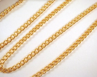 5ft Gold Plated Curb Chain Plated Iron 3.7x2.5mm Not Soldered - 5 feet - STR9047CH-G5