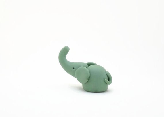 Mint Green Seafoam Hand Carved Animal Baby Elephant Mint Green Seafoam Hand Carved Animal Baby Elephant