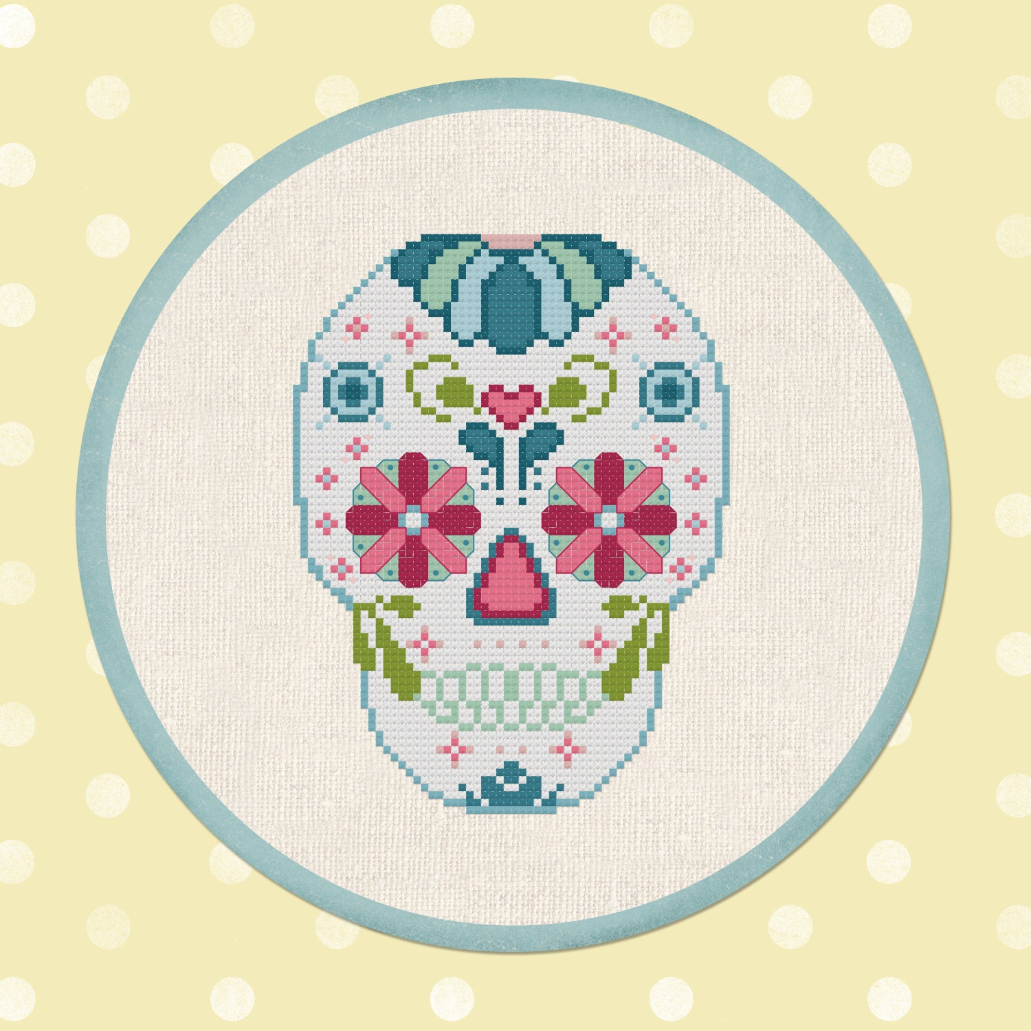Sugar Skull. Day of the Dead Cross Stitch Pattern. PDF Instant