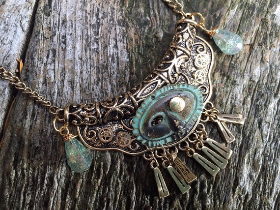Steampunk Fantasy Phantom Tribal Necklace and Earrings set by TinkersDaughter2015 steampunk buy now online