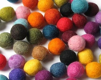 Felt Balls 1.5 cm Multi Mix Handmade Wool Felt Balls 15mm 50 pcs