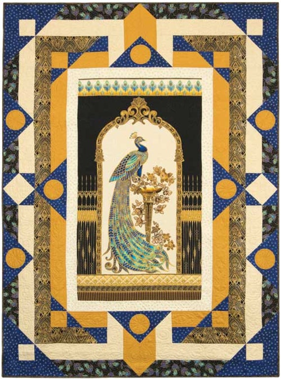 art-deco-peacock-quilt-kit-52-x-72-new-by-plumvalleyemporium