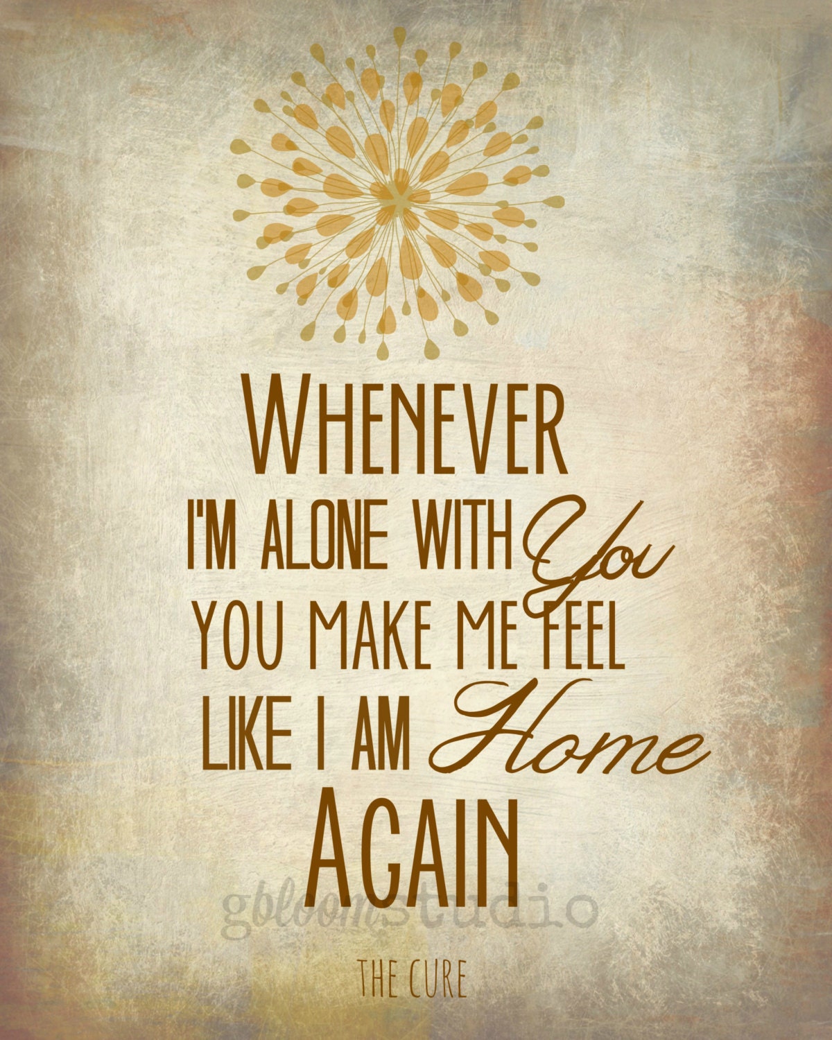 The Cure Lyric Art Print 8x10 Song Lyric art by gbloomstudio