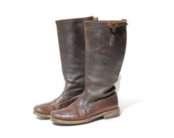 Vinatge Women's Distressed Boots / Brown Leather Boots / size 10