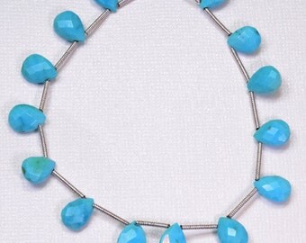 Sleeping Beauty Turquoise Faceted Pear Briolette Beads 7" Strand