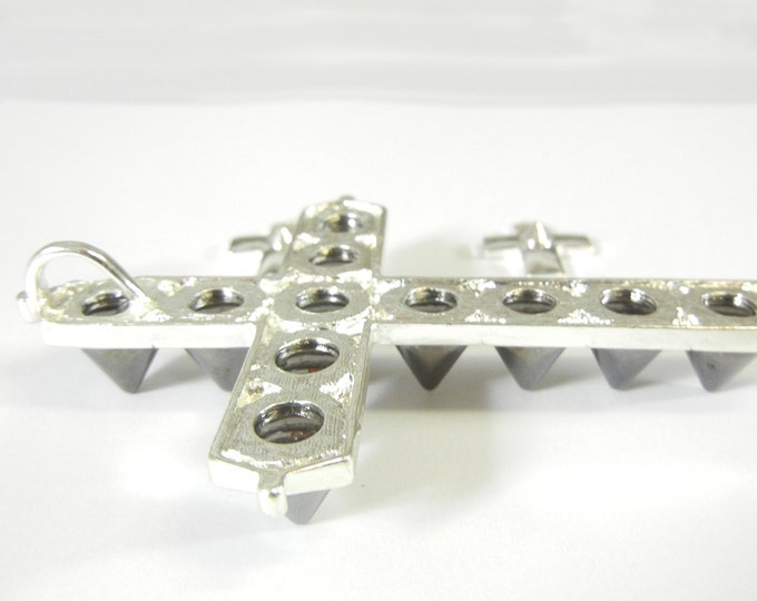 Set of Two Tone Spiked Cross Pendant and Silver-tone Cross Charms