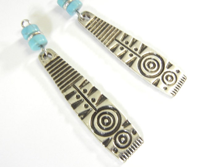 Pair of Antique Silver-tone Tribal Drop Charms