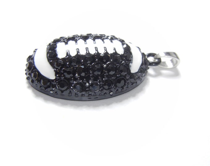 Black Football Pendant Rhinestones