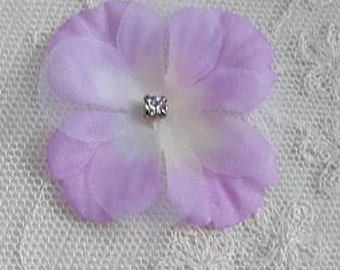 36 pc Rhinestone Beaded Flower Applique LAVENDER Baby Hydrangea Petal Bow Bridal Accessory