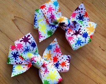 Paint party hair Bow - paint party, paint birthday party, art party, art hair bow, art birthday party, paint party favor, paint loot bags