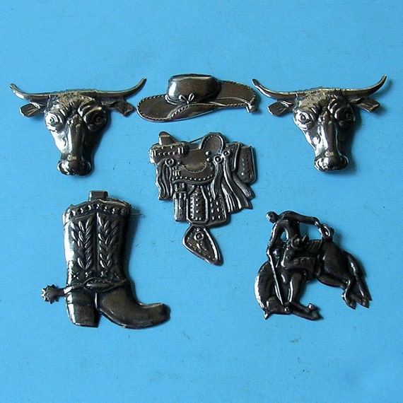 Items Similar To 6 Vintage Lapel Pins Vintage Western Rodeo Cowboy