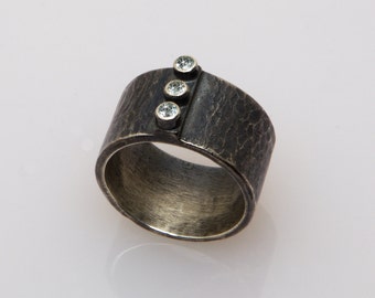 Wide Band Ring with Sky Blue Topaz