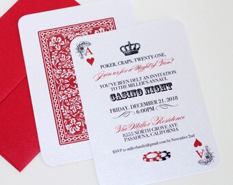 Casino Invitation - Playing card Invitation - Casino Night - Poker Party Invite - Corporate Casino Party Invite - Black White Red - Sample