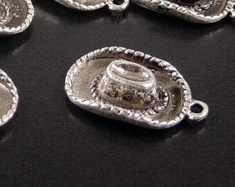 CLEARANCE Jewelry COWBOY HAT Cowgirl Charms 6 Silver 22mm x 13mm x 5mm (1062chm22s1)os
