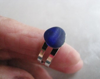Beach Glass Jewelry - Sea Glass Ring - Cobalt Blue Ring - Beach Glass Ring