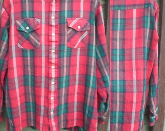 SALE Vintage red Plaid Shirt, Men's 70's button down,