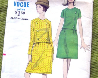 Vintage Vogue Sewing Pattern 7114 - Ladies' Two Piece Dress with Dirdle Skirt / UNCUT FF / Size 16 Bust 36