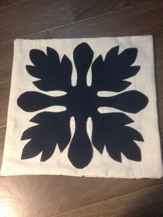 Tropical Hawaiian Quilt Design Navy Blue Breadfruit Ulu Felt