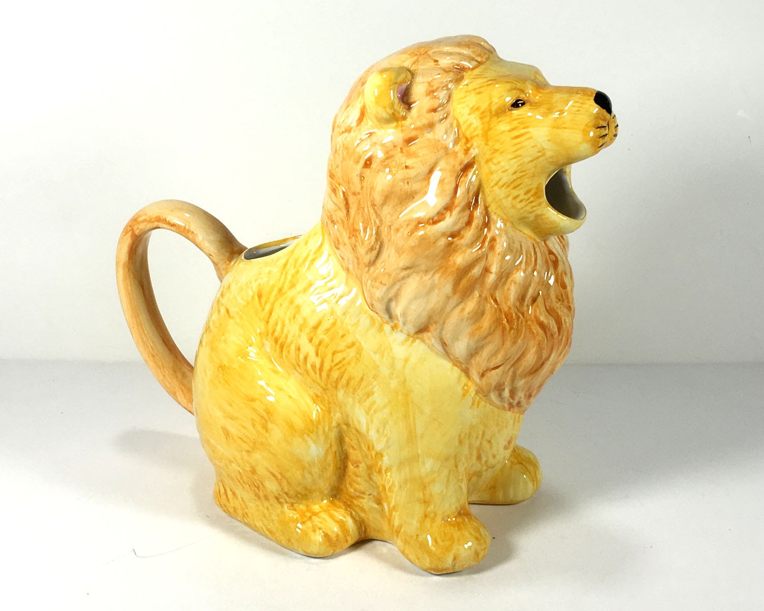 Vintage Ceramic Lion Pitcher Lion Figurine Roaring Lion