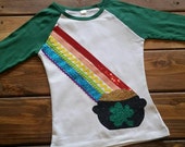 St Patrick's Day Shirt for Girls, Rainbow Shirt, Shamrock Shirt, Pot of Gold Shirt, Girl Holiday Shirt, Made to Order Shirt, St Patty's Day